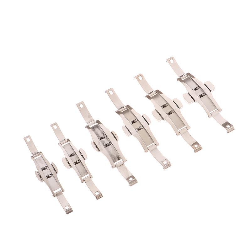 1 шт., нержавеющая сталь, застежка-бабочка, полированная кнопка, ремешок для часов, 15/17/19/21/23/25 мм, застежка для часов, аксессуары