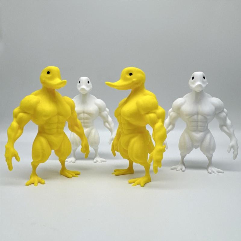 Cute Animal Muscle Duck Statue 3D Printed Duck Sculpture Novelty Desktop Ornament Multi-Functional Indoor And Outdoor Decoration