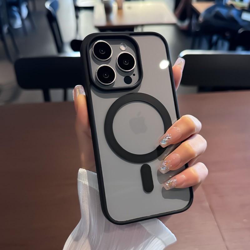 Роскошный чехол MagSafe с магнитной беспроводной зарядкой для iPhone 16, 15, 14 Plus, 13, 12 Max, мягкий прозрачный бампер.