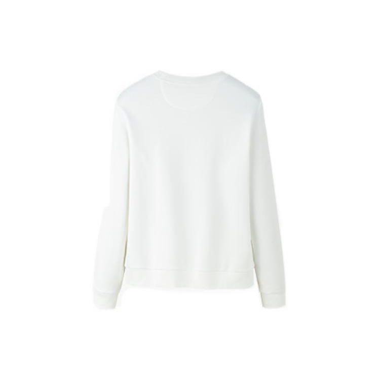 Anta Тренировочная серия однотонная флисовая толстовка с длинным рукавом и принтом китайских иероглифов с круглым вырезом женская толстовка белая 162247713-4