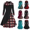 Fashion Women's Casual Elegant Plaid Print Turtleneck Hooded Midi Dress