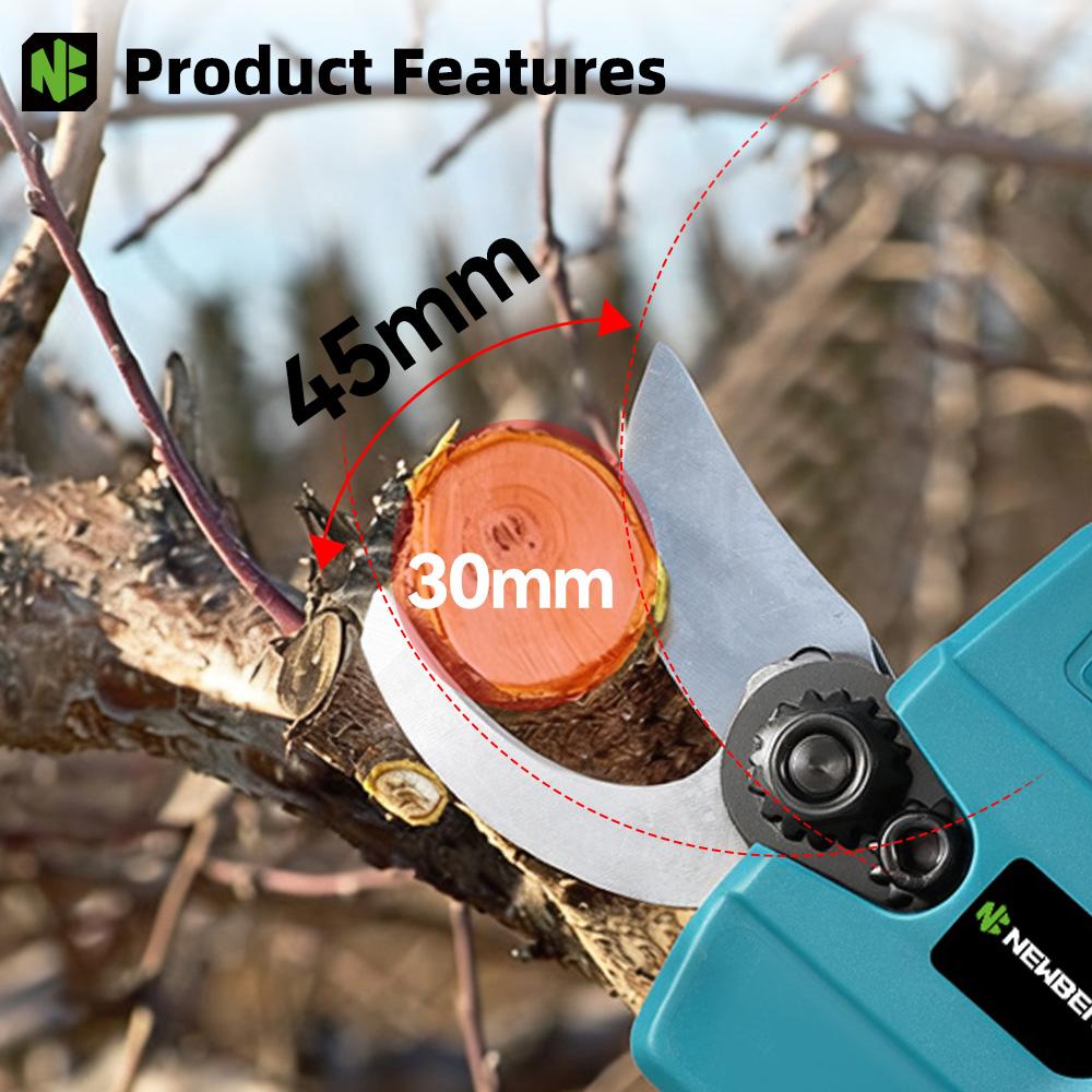 Newbeny 2 Gears 30mm Electric Pruner Shear Fruit Tree Bonsai Cordless Pruning Scissors Power Tools For Makita 18V Battery Pin