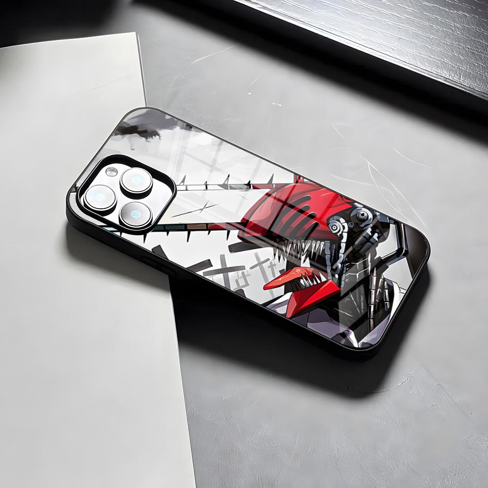 Чехол для телефона Chainsaw Man Для iPhone 17 Pro Max 15 Pro 16 14 Plus 12 13 Mini 11 Pro Ударопрочный Стеклянный Чехол