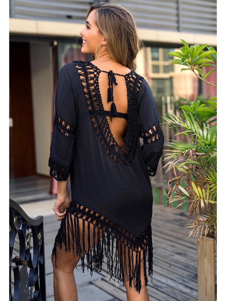 Трендовая пляжная юбка с бахромой крючком в стиле Инс