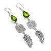 Natural Peridot Gemstone Handmade 925 Sterling Silver Jewelry Earring 3.51" e5C65