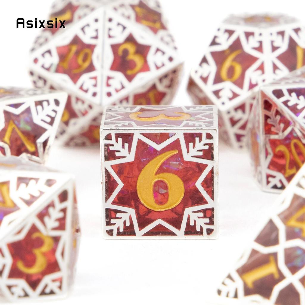 7 шт., красная снежинка, смола, золотой номер, многогранные кости с острыми краями, подходят для ролевых ролевых игр, настольная игра