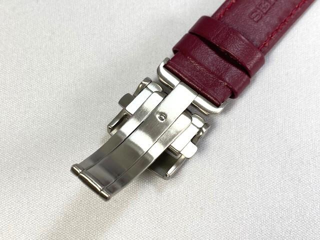 D0051AL SEIKO Spirit 20 мм Кожаный ремешок винного цвета, Телячья кожа, Красный, SCBS021/ 6R15-01A0