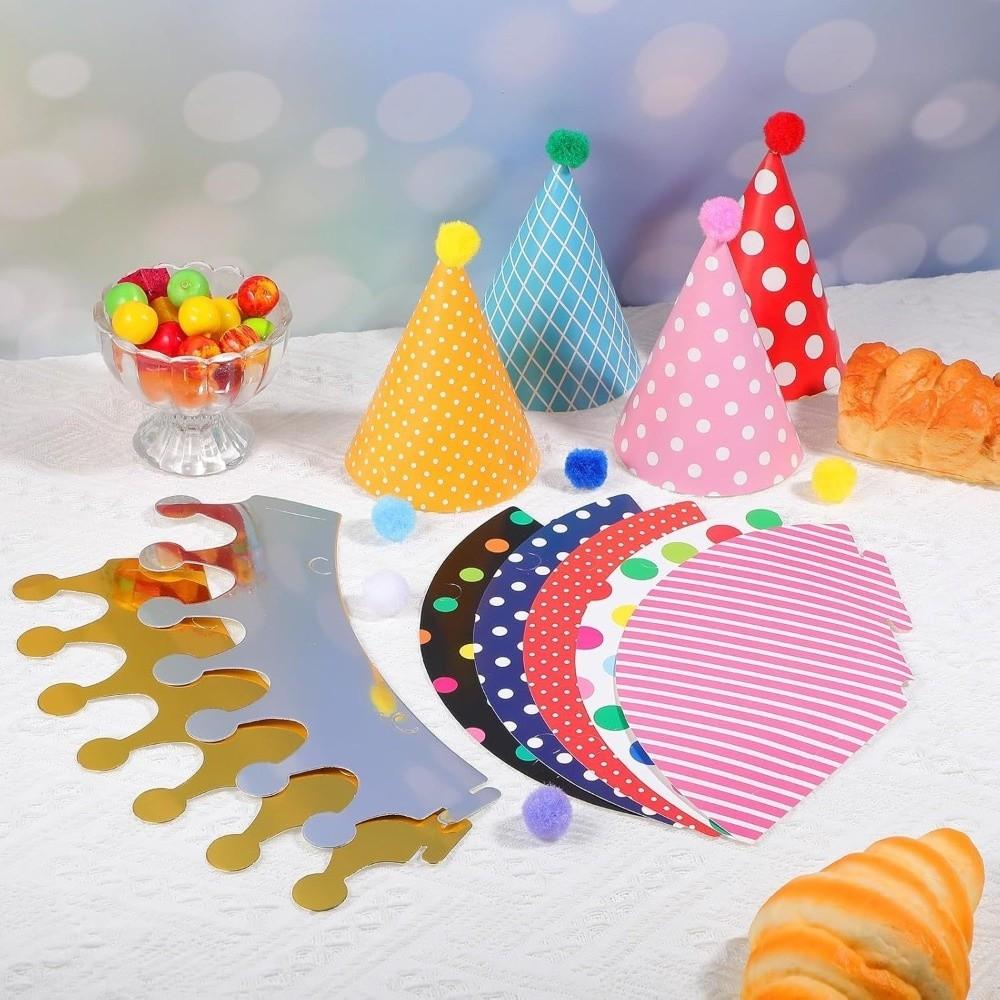with Pom Poms Birthday Party Hats Colorful Birthday Crown Hat  Kids Birthday Party