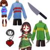 Game Undertale Chara Frisk Cosplay Costume Anime High Collar Adult Sweatshirts Shorts Necklace Props Halloween Men Women Clothes