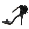 New High -Heeled Sandals Women Flower Satin 11cm High Heels Summer Wedding Shoes Women Silk Sandals Female Sexy Pumps Women