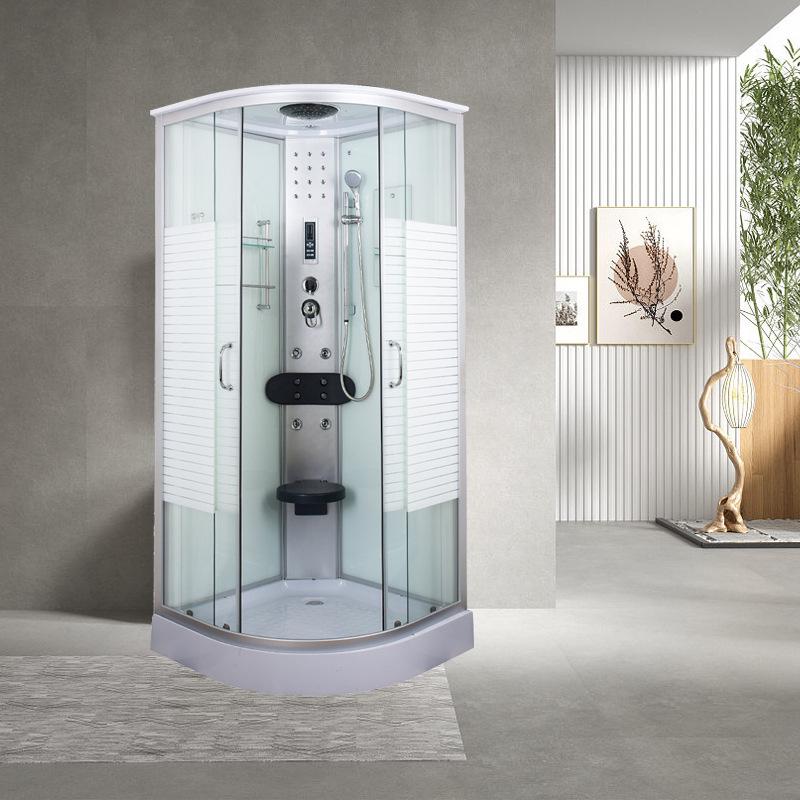 Arc Shower Glass Door with Integrated Bathroom and Toilet for Wet/Dry Separation.