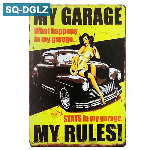 [SQ-DGLZ] Горячая MUSCLE CAR GARAGE Металлическая вывеска Магазин Настенный декор Оловянная вывеска Винтажные металлические вывески Домашний декор Живопись Таблички Художественный постер