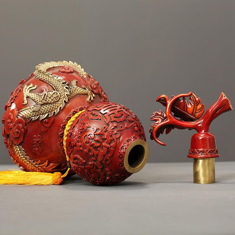 Тыква Дракон и Феникс из чистой меди, приносящая удачу, расписная медная тыква, украшения для дома, изделия ручной работы, подарок
