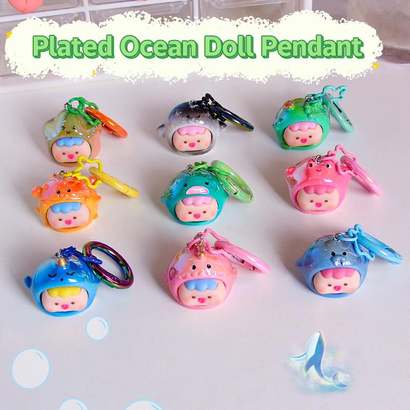 Kawaii милый брелок мультфильм стереоскопический смола океан кукла брелок кулон рюкзак украшения аксессуары подарки