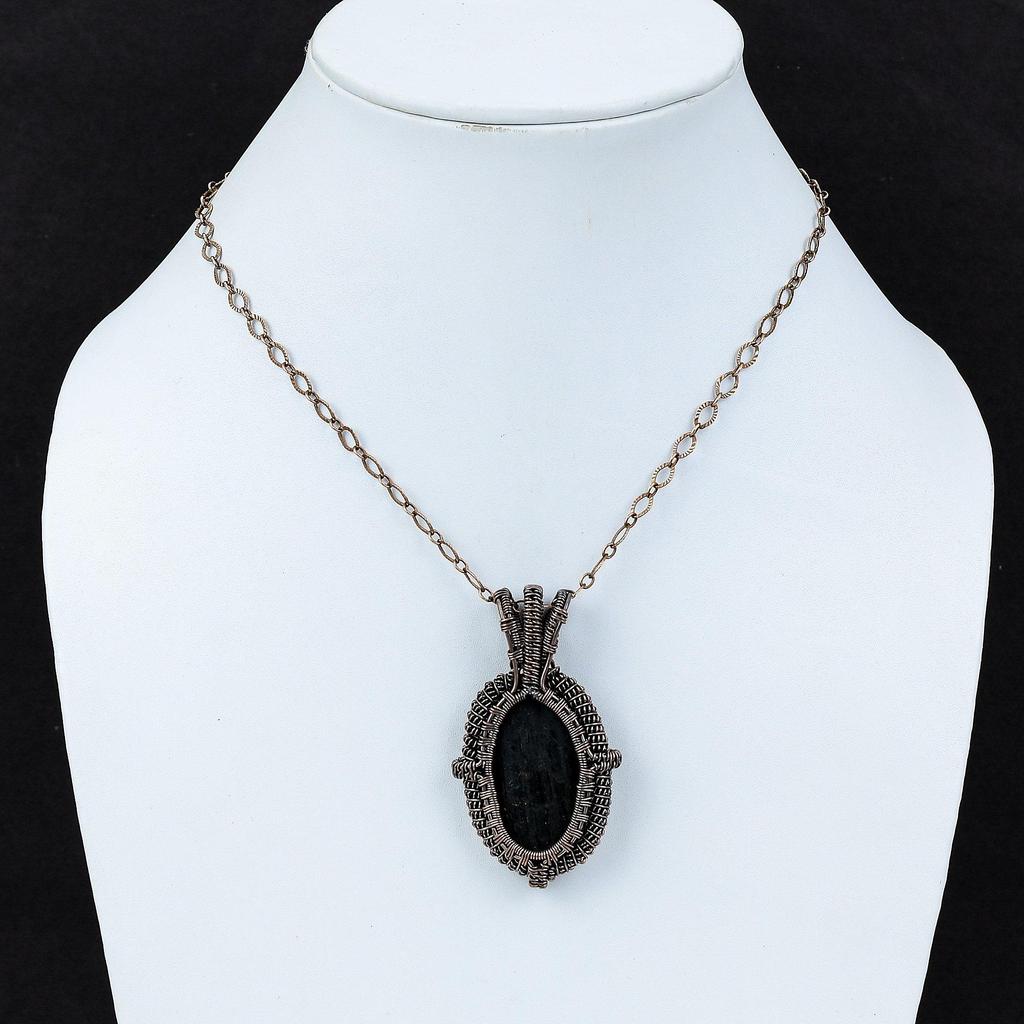 Подвеска из необработанного черного турмалина, обернутая медной проволокой, Подвеска из драгоценного камня, Медные украшения, Украшения в технике wire wrap, Подарок для мамы, Ручная работа, Совершенно новая подвеска