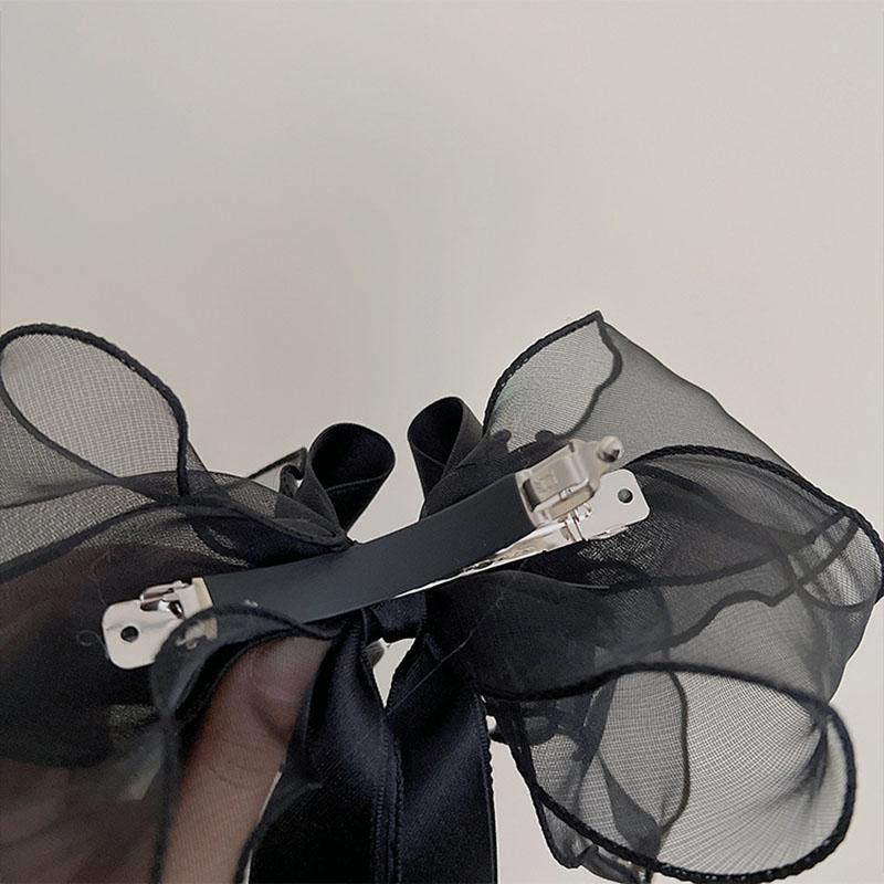 Fashion Chiffon Bow Hair Clip Women Big Elegant Hairpin Barrettes Girls Solid Color Ponytail Clip Hair Accessories Headwear Gift