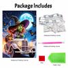 Halloween pearl painting art full pearl handmade diy home decorations witch driving car with pumpkin