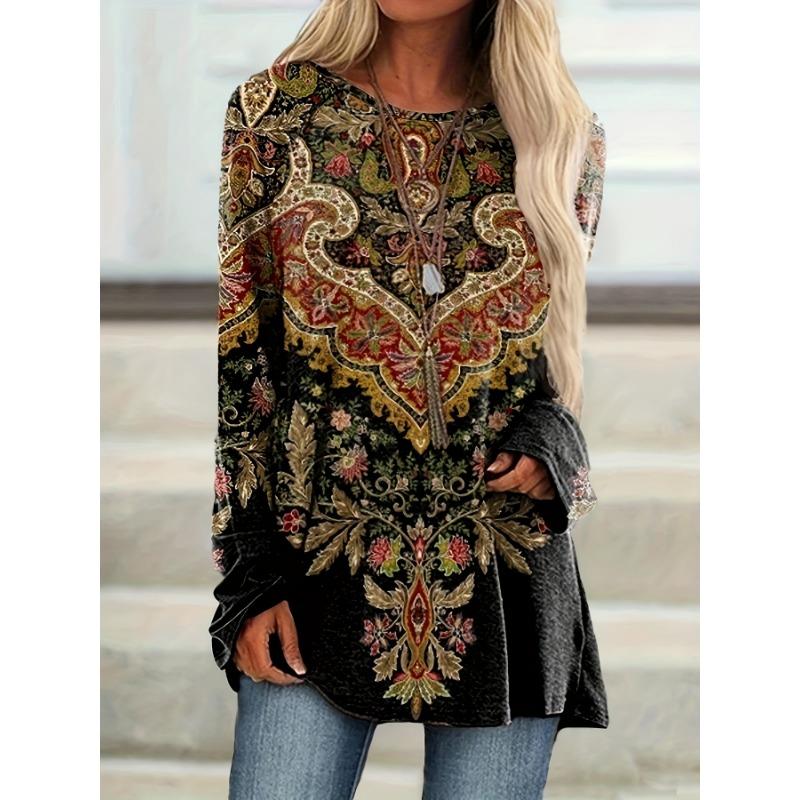 Женская футболка с принтом и длинным рукавом, подходит для сезонов весна, осень и зима. Модный и универсальный, можно стирать в машине.