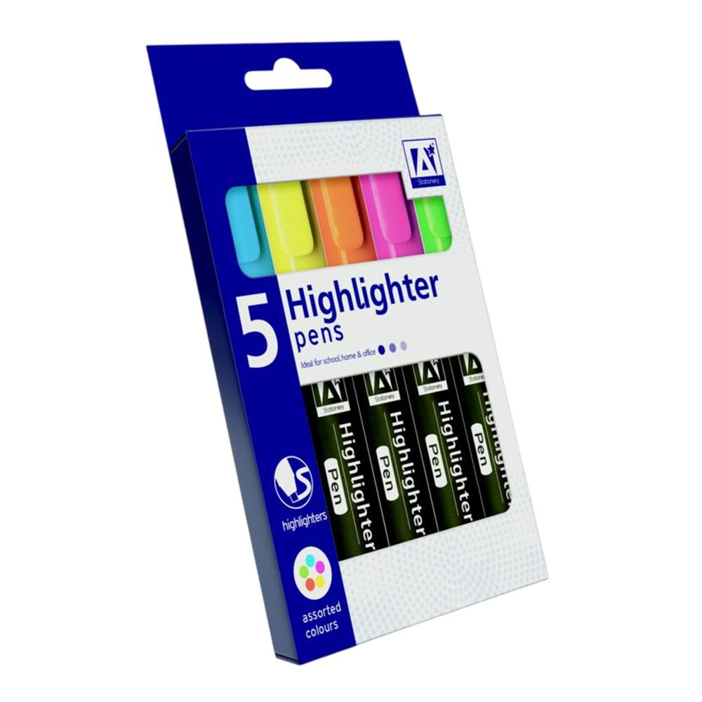 A Star Neon Highlighter Pen (Pack of 5)