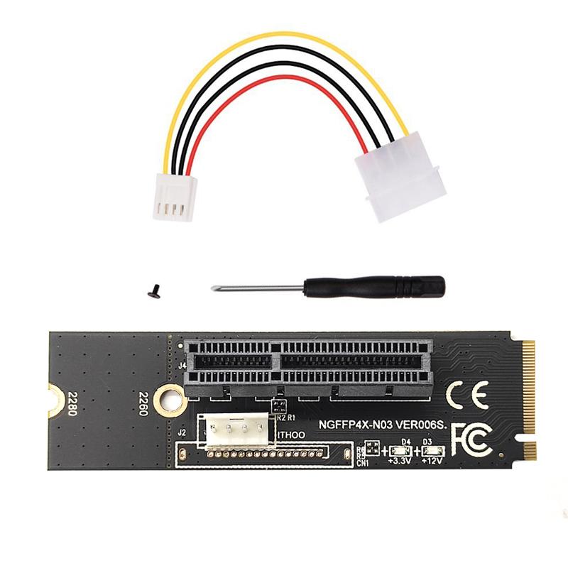 M2 to PCIE 4X Riser Card Adapter M.2 Key M to PCIe X4 Transfer with LED Voltage Indicator for PCI Express 1X to 16X Riser Mining