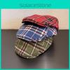 Винтажный японский берет в клетку для женщин с коротким козырьком, повседневный модный аксессуар