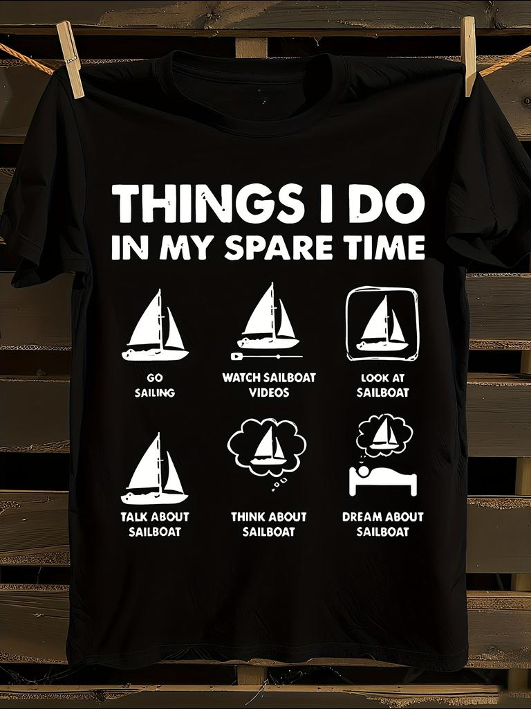 s Sailing Enthusiast T-Shirt Mens Tshirt Womens Tshirts with Letters Print Short Sleeves T-Shirt Casual Street Tee Shirt Top