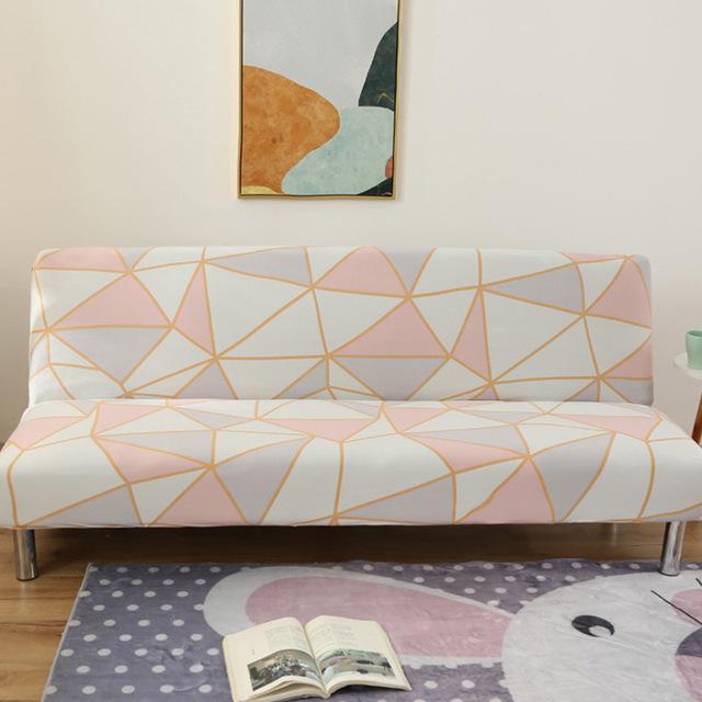 Fashion Geometric Sofa Cover Folding Sofa Bed Armless All-inclusive Anti-dust Lipcover Stretch Elastic Cover Furniture Protector