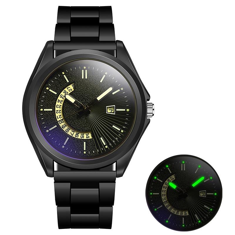 Мужские спортивные часы из нержавеющей стали со светящимся кварцевым календарем светло-голубые