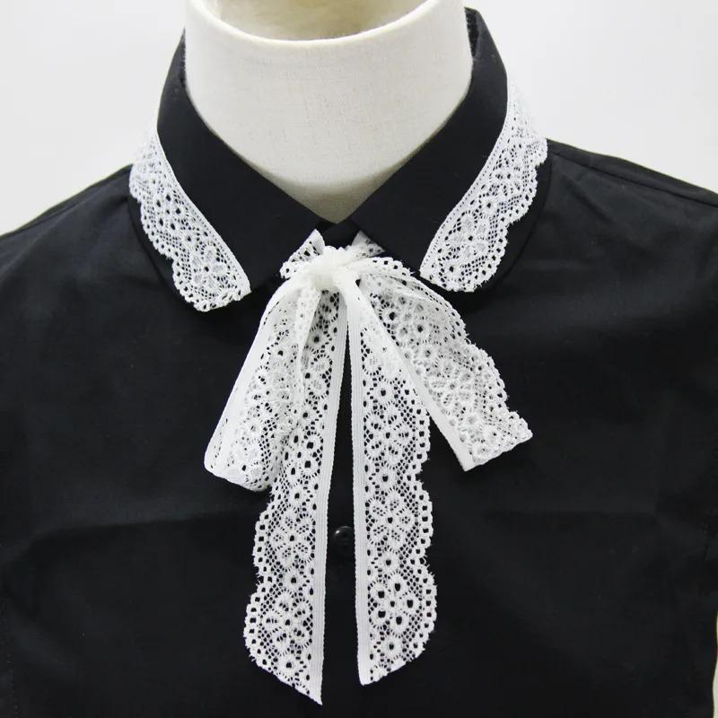 Women Cotton Fake Collar Girls Black Shirt Lapel False Collars Neck Tie Detachable Collar Blouse Top Women Clothes Decor