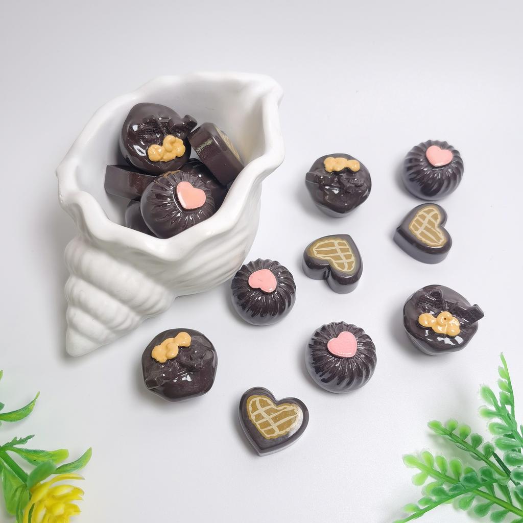 100pcs Chocolate Flatback Resin Cabochon Fit Phone Case Decoration DIY Hair Bows Center Accessories Doll House Miniature Food