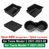 For Tesla Model Y 3 Center Console Storage Organizer Box Tray Armrest Hidden Box Bins Cup Holder Auto Interior Accessories