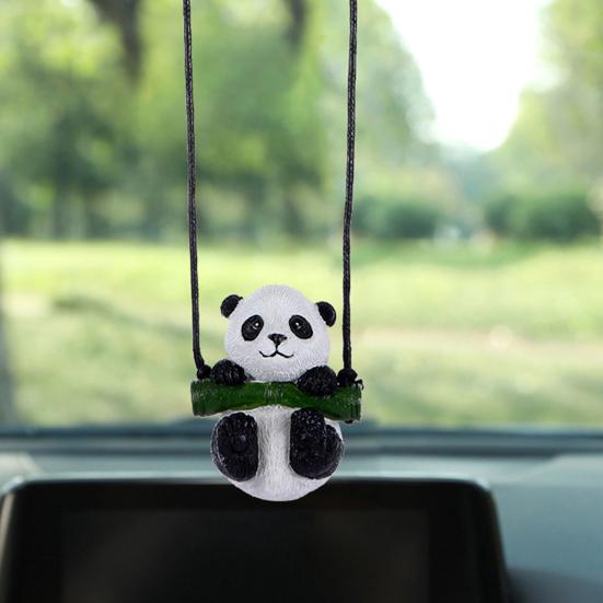 Panda Pendant Cute Toughness Cartoon Strong Resin Decorate Rearview Cute Panda Mirror Pendant