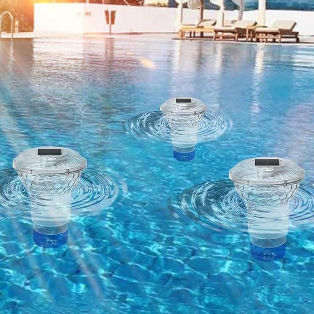 Солнечный регулируемый дозатор хлора для бассейна с разноцветной подсветкой, плавающий хлоратор для бассейна, спа-бассейна, ванны для создания ночной атмосферы