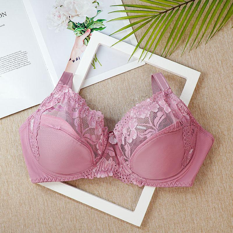 Женский ультратонкий бюстгальтер больших размеров на косточках, кружевные бюстгальтеры с пуш-апами, однотонные хлопковые бюстгальтеры без подкладки, размер 3/4, 85-100 E