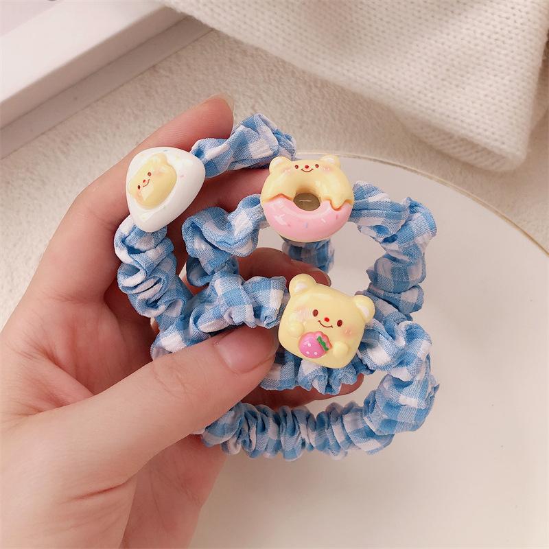 3 шт. Кремовый мишка резинка для волос в виде толстой кишки аксессуар для волос девочка сердечко милая веревка для волос студент высокая эластичность резинка для хвостика