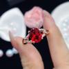 BELLA BOX Red Oval Shape New Temperament Elegant Opening Rings For Women Zircon Wedding Engagement Party Fine Jewelry Gift