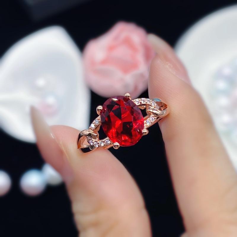 BELLA BOX Red Oval Shape New Temperament Elegant Opening Rings For Women Zircon Wedding Engagement Party Fine Jewelry Gift