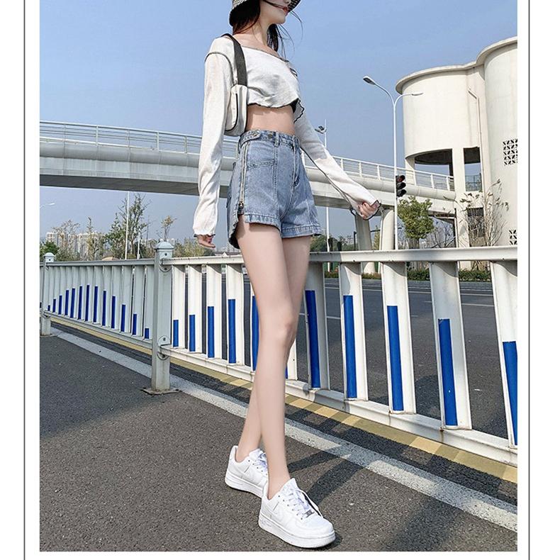 Летние свободные тонкие джинсовые женские шорты, джинсы с надписью на молнии, женский стиль, широкие короткие брюки с высокой талией и широкими штанинами