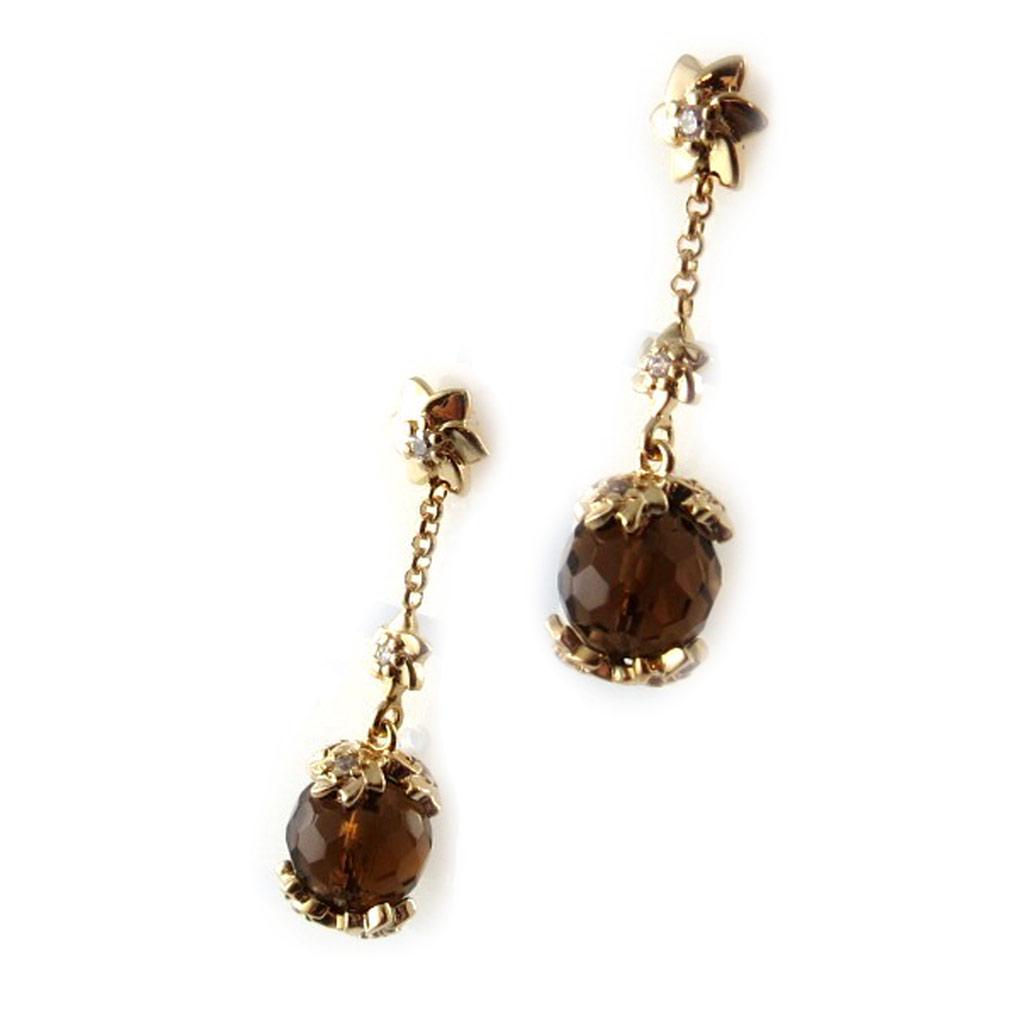 Altesse [L1762] - Boucles Plaqué Or 'Flora' marron