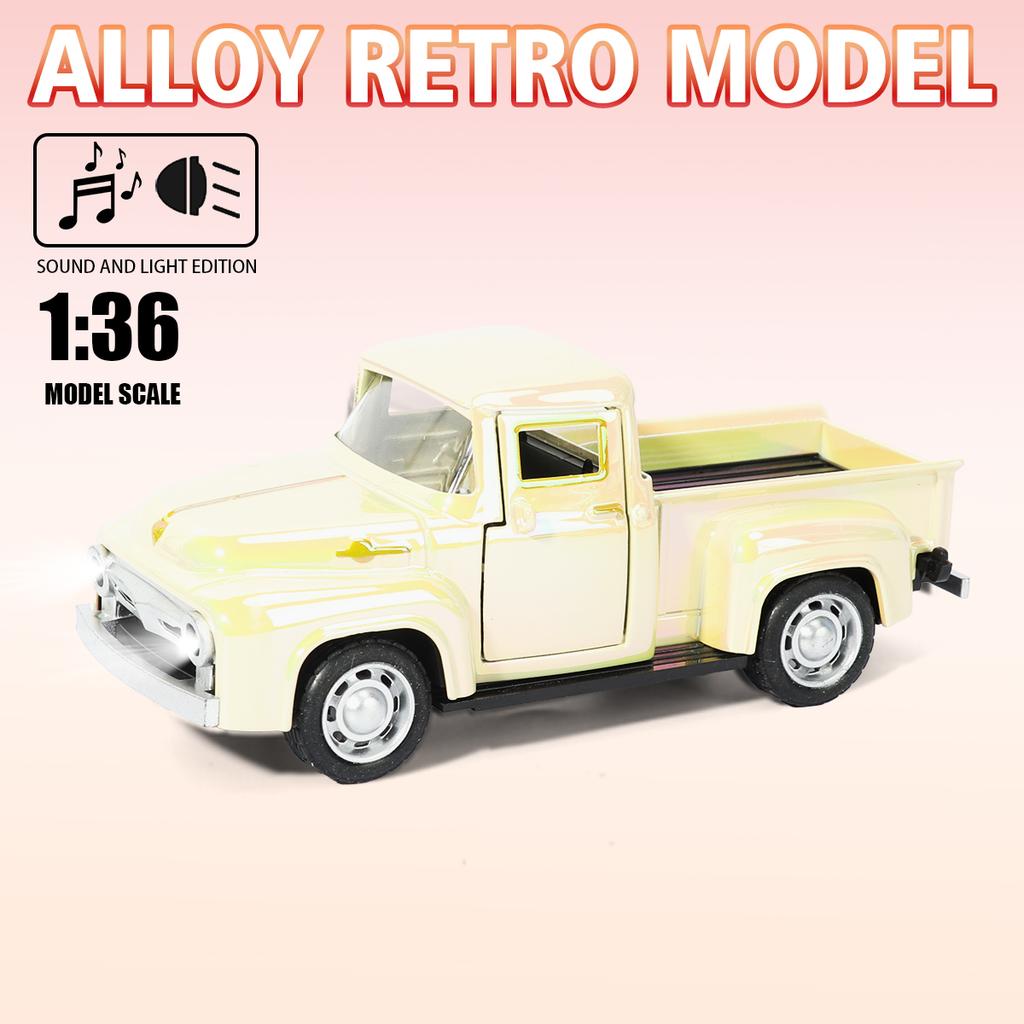 1:36 1955 Классический пикап Chevrolet Звук и Свет Алюминиевые Модели Машин Новогодний Подарок Для Детей