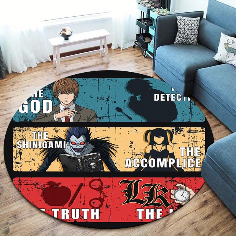 Death Note Round Area Rug Carpet Rug For Living Room Bedroom Sofa Playroom Decor Nonslip Floor Mat