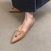 Версия из овчины~ ретро остроносые туфли-лодочки с вырезом и бантом, женские новые универсальные неглубокие туфли на плоской подошве