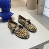 Версия из овчины~ Корейская версия нишевой леопардовой кожи, однословная пряжка, одинарная обувь, женские балетки, туфли Мэри Джейн