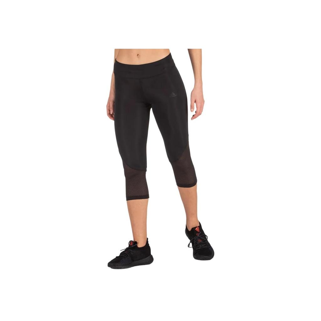 Adidas Aeroready Own The Run Solid Letter Print Slim Fit Seven-Quarter Leggings Women Leggings Black FL7804