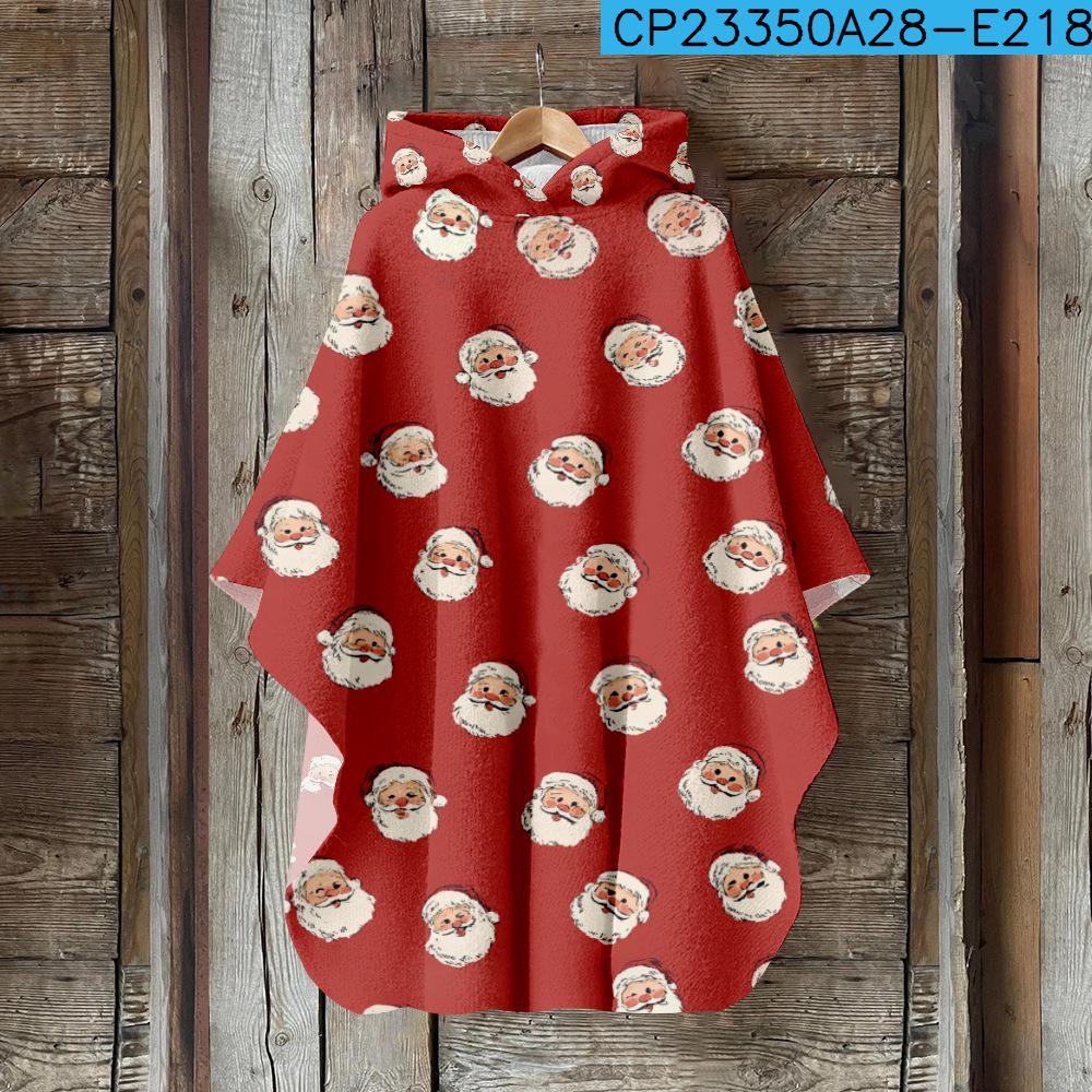 Женский плащ с капюшоном с 3D цифровой печатью – Рождественский винтажный стиль