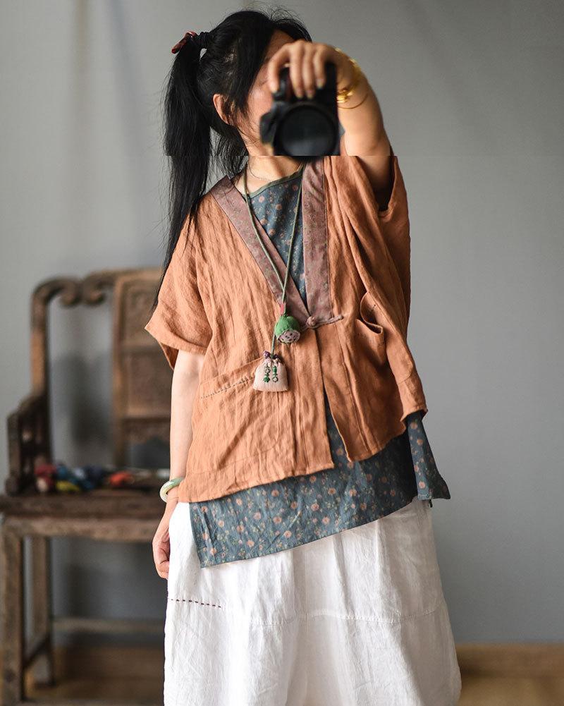 Johnature Весна-Осень с v-образным вырезом в стиле пэчворк на одной пуговице, хлопковый льняной кардиган, винтажные жилеты, свободные женские пальто