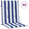Low back Bench Cushions 6 pcs Blue & White Striped Fabric