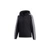 Spliced Stripe Casual Double Pocket Hooded Jacket Women Outerwear Black GF0188