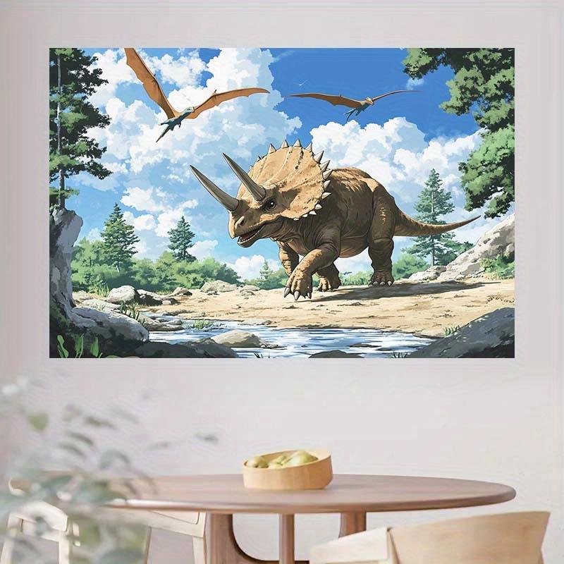 A Three Headed Dragon and Pterodactyl Forest Scene Background - Ancient Theme Polyester Party Decoration