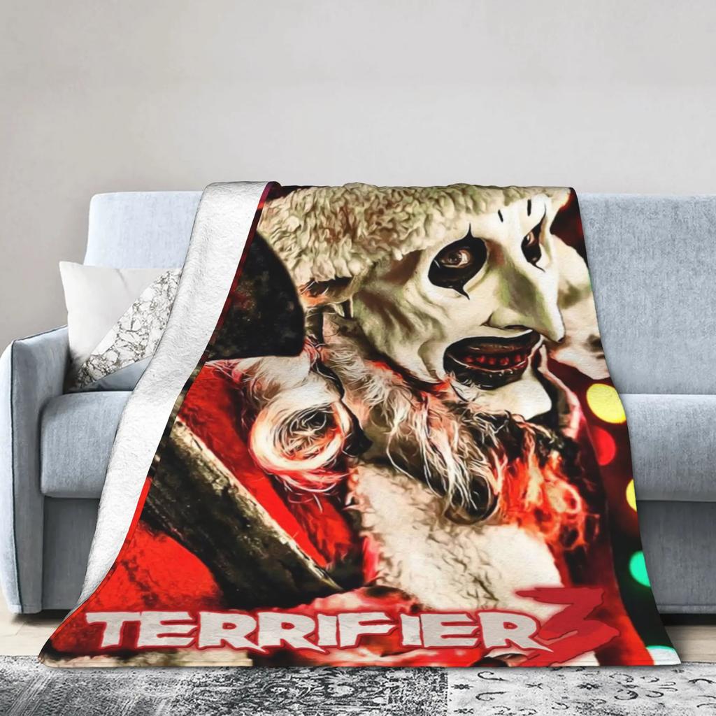 Terrifier Horror Film Warm Plush Throw Blanket for Kids and Adults Soft Flannel Bedspread for Sofa Bed Living Room Decor